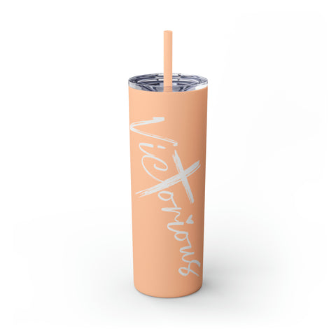 Skinny Tumbler with Straw, 20oz - Victorious
