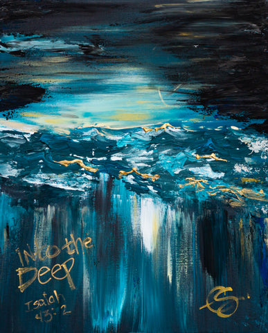 16"x20" Mixed Media/Acrylic on Canvas - "Into the Deep"