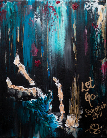 2 Piece Set - 11x14" (each) "Let Go" - Mixed Media on Canvas