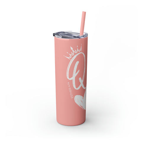 Skinny Tumbler with Straw, 20oz - Queen of Hearts
