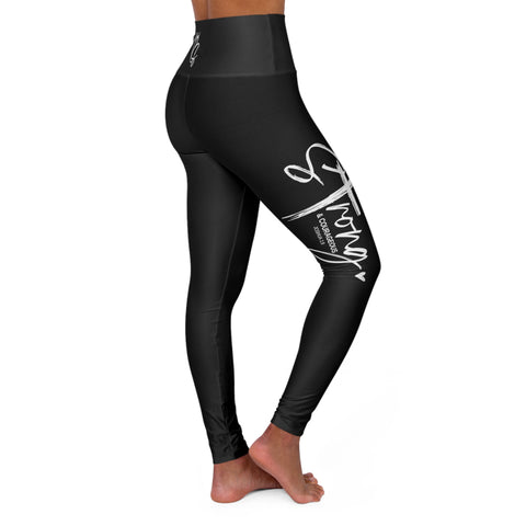 High Waisted Yoga Leggings (AOP) - Be Strong and Couragous